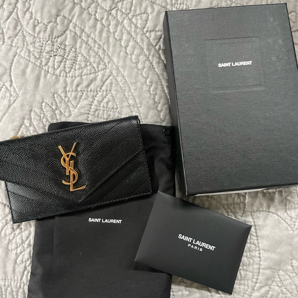 Saint Laurent Cassandre Matelassé Zipped Fragments Card Case